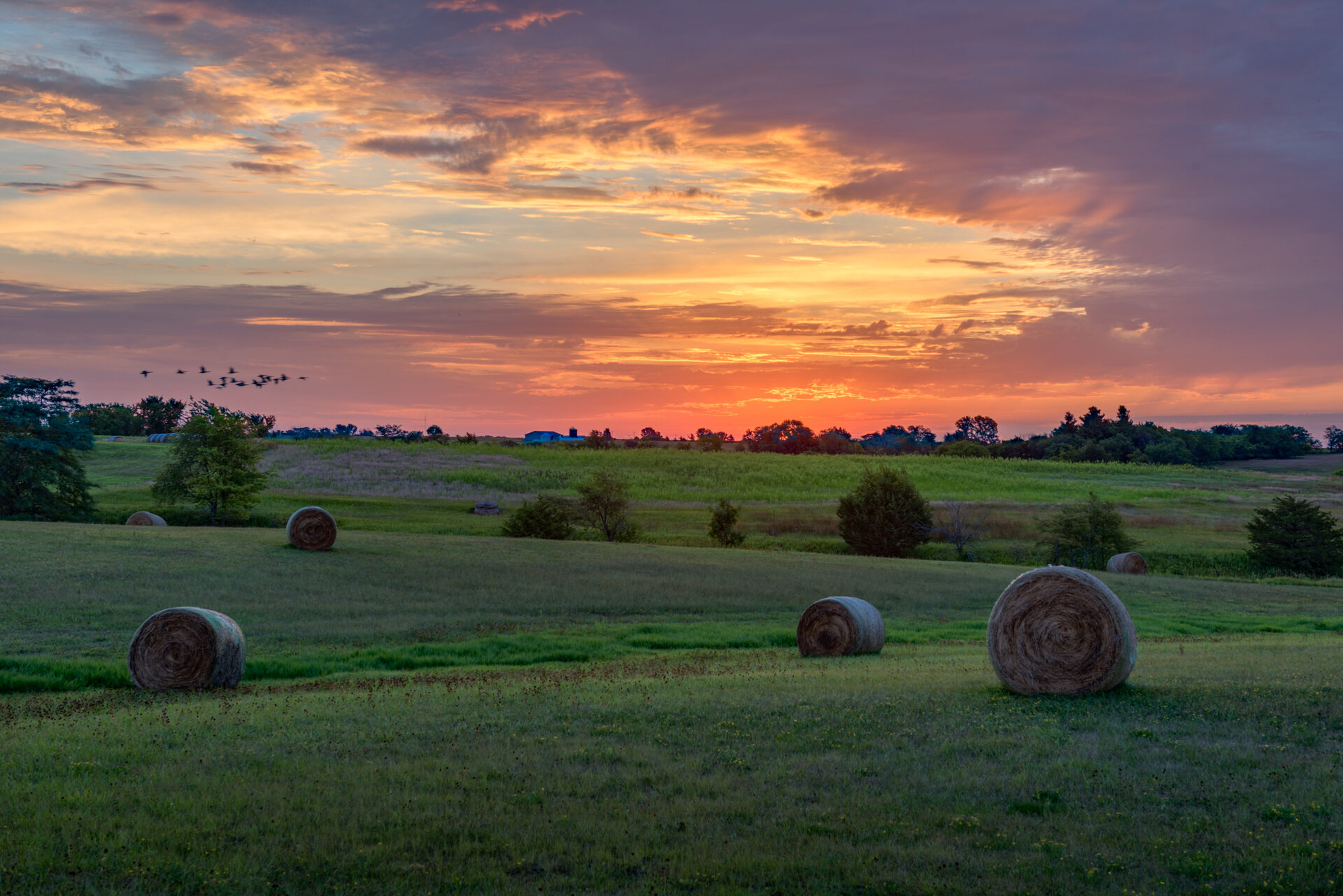 Iowa countryside at dusk