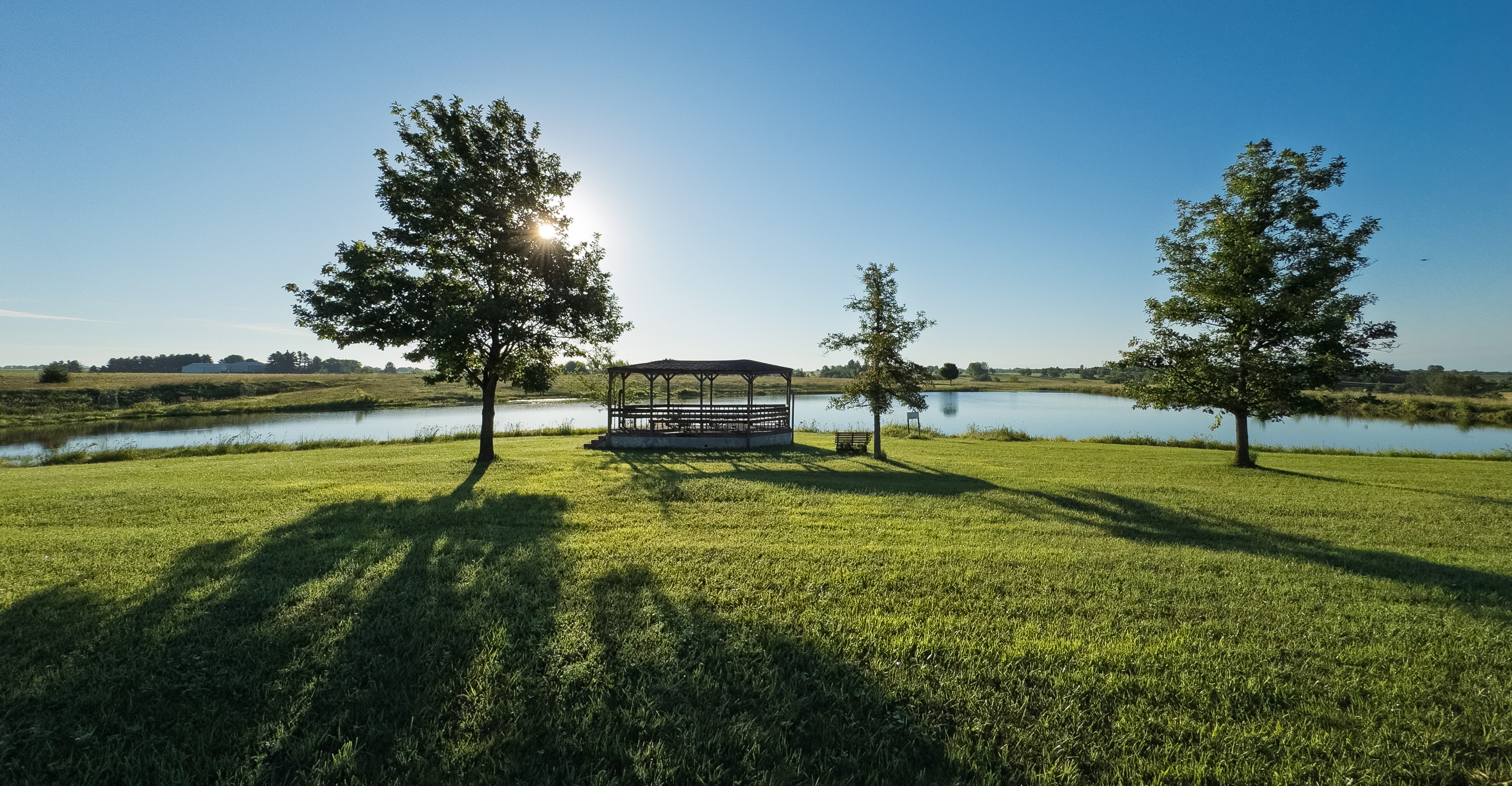 Pavilion and pond at Vedic Village